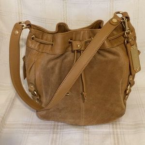Tan Suede Bucket Satchel Shoulderbag Tignanello